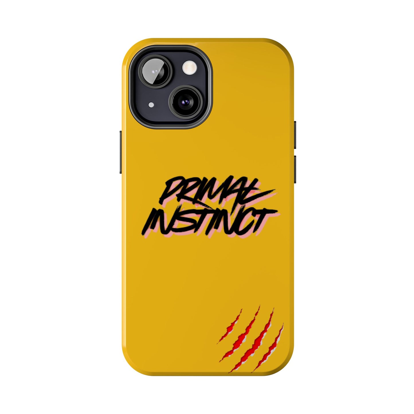 Primal Instinct Tough Phone Case — Yellow Rugged Protective Cover with Claw Mark Accent