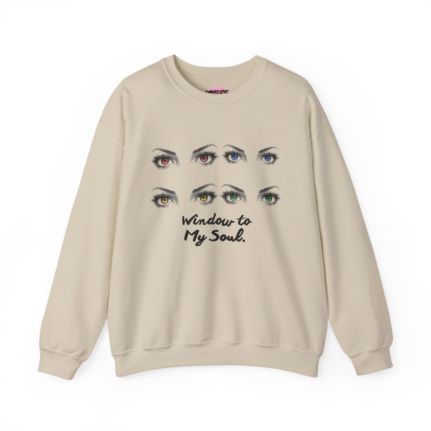 Crewneck Sweatshirt — 'Window to My Soul' Illustrated Eyes Graphic