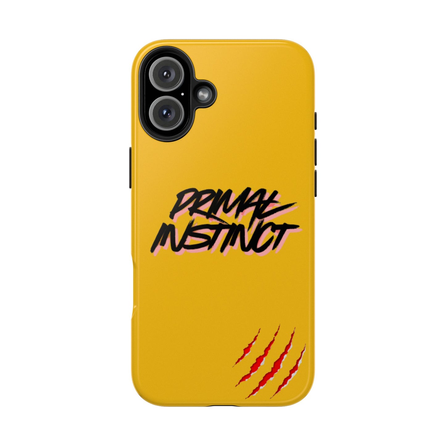 Primal Instinct Tough Phone Case — Yellow Rugged Protective Cover with Claw Mark Accent