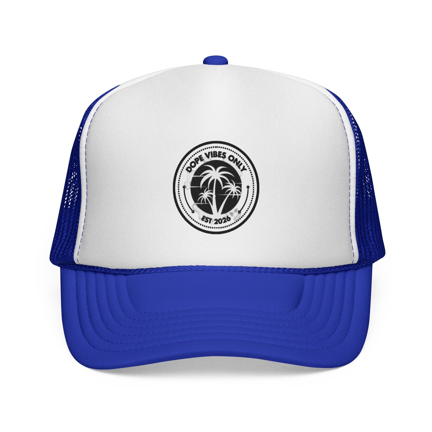 Palm Vibes Only Trucker Cap — Retro Beach Palm Tree Mesh Hat