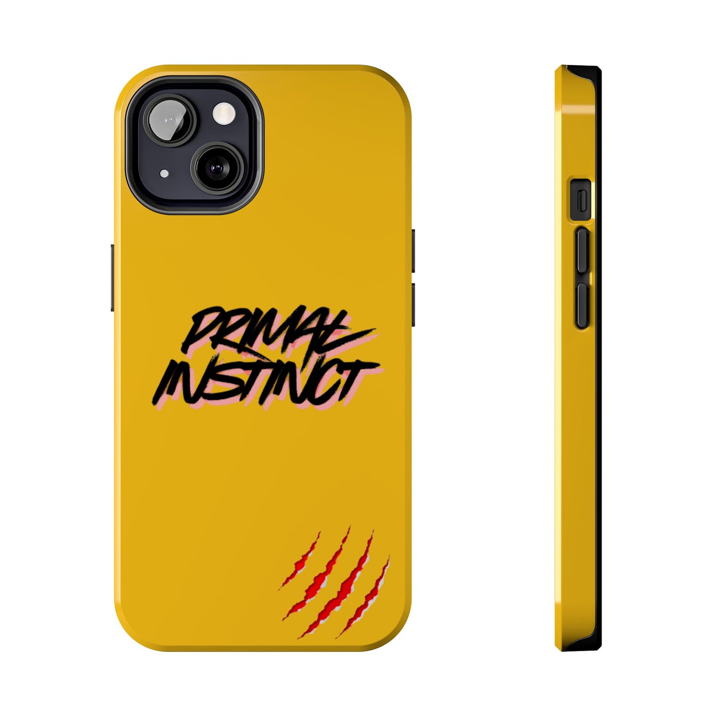 Primal Instinct Tough Phone Case — Yellow Rugged Protective Cover with Claw Mark Accent