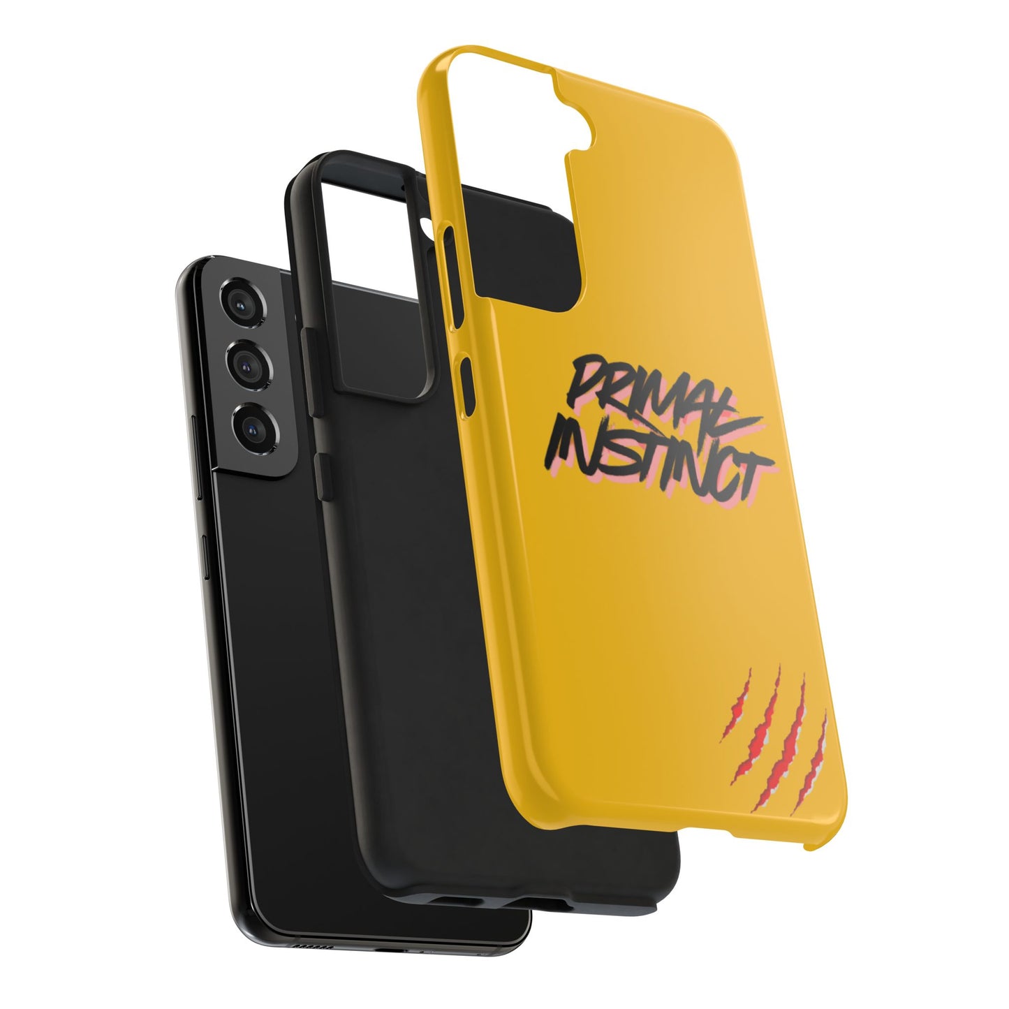 Primal Instinct Tough Phone Case — Yellow Rugged Protective Cover with Claw Mark Accent
