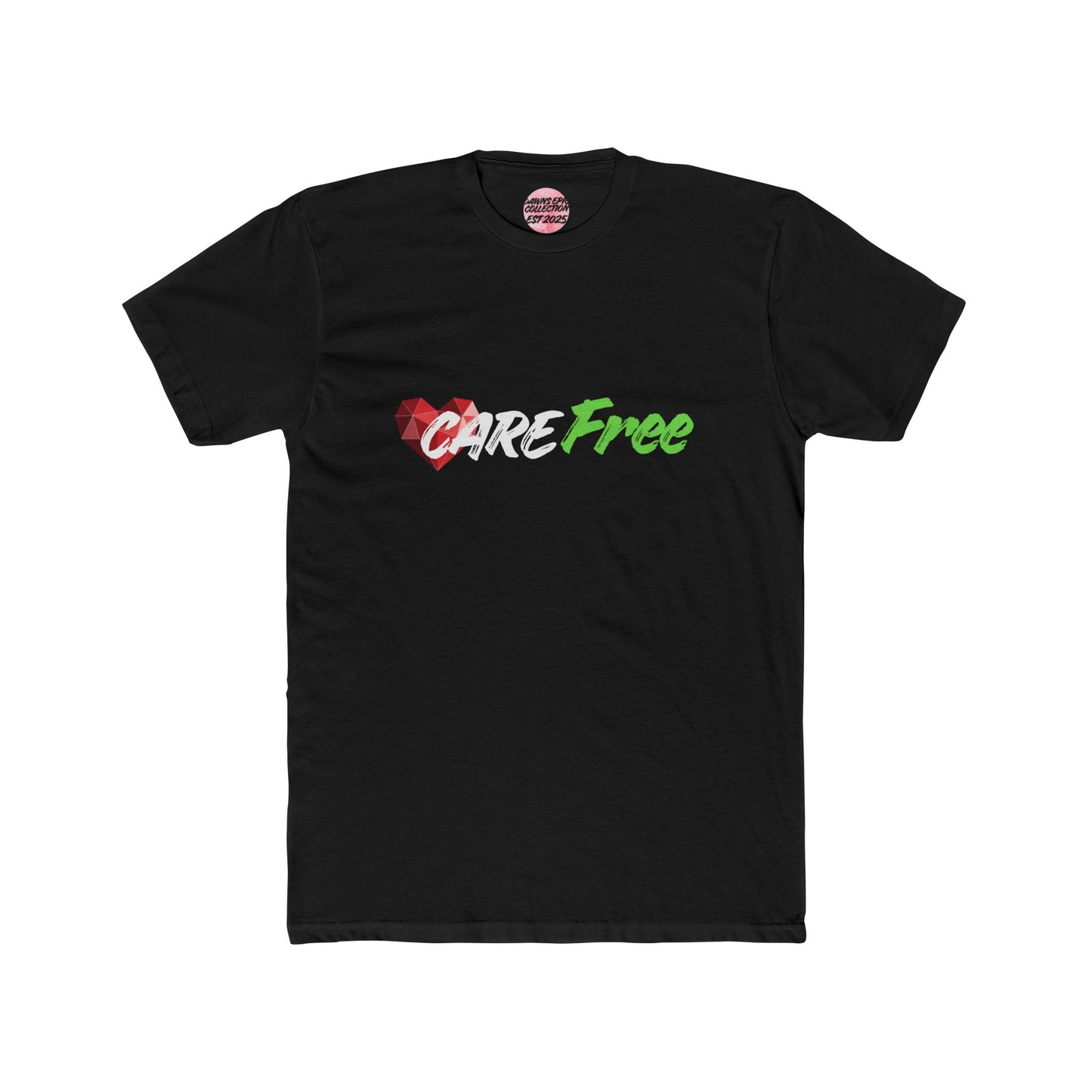 Care Free Graphic Tee – Heart Logo Casual Cotton T-Shirt