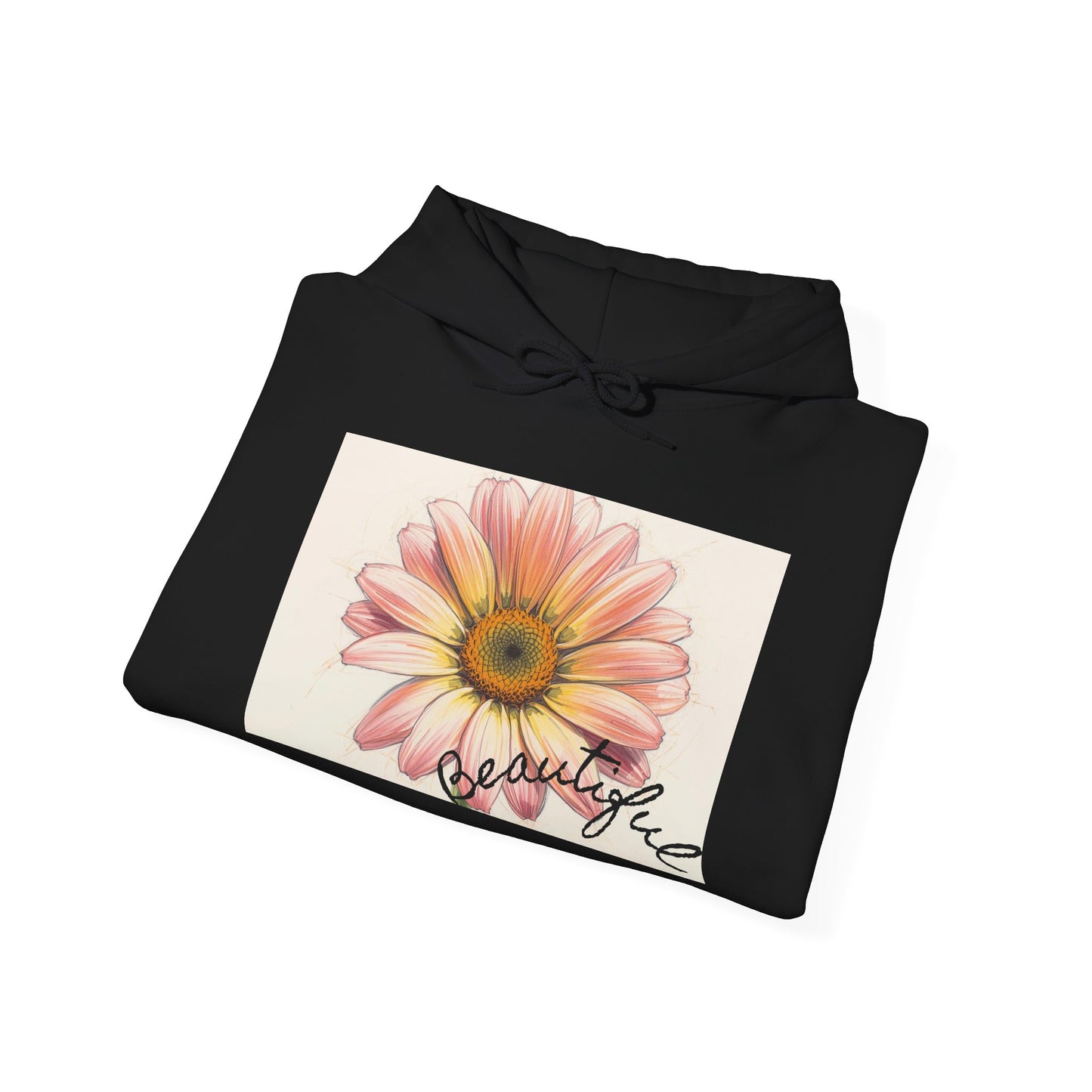 Floral 'Beautiful' Hoodie – Pink Daisy Graphic Pullover