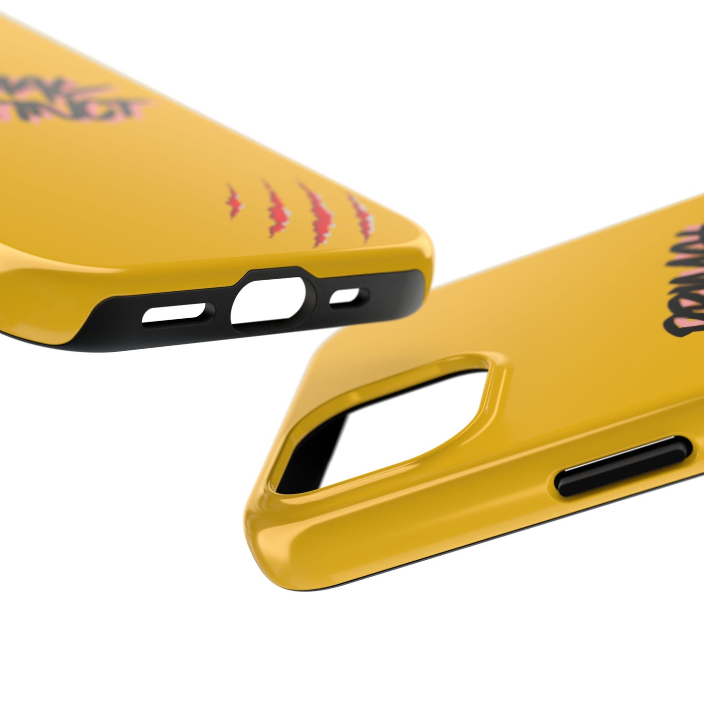 Primal Instinct Tough Phone Case — Yellow Rugged Protective Cover with Claw Mark Accent