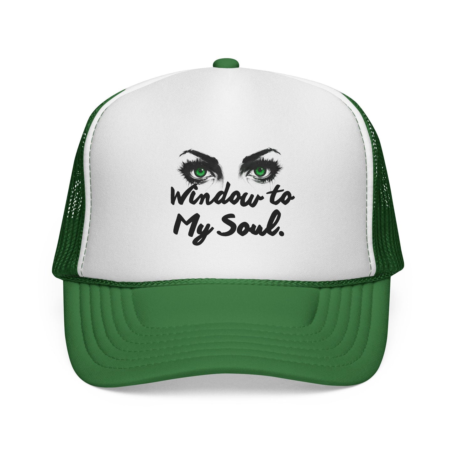Window to My Soul Trucker Hat — Green Eye Graphic Cap