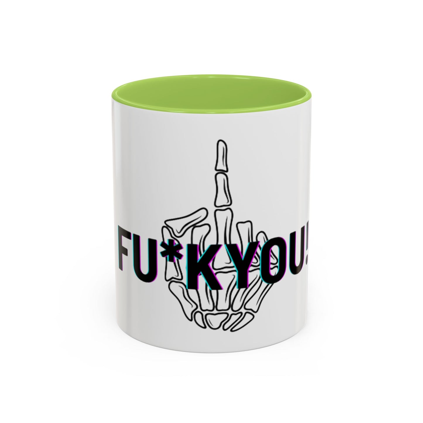Bone Middle Finger Accent Coffee Mug — “Fu*k You!” Novelty Ceramic Mug