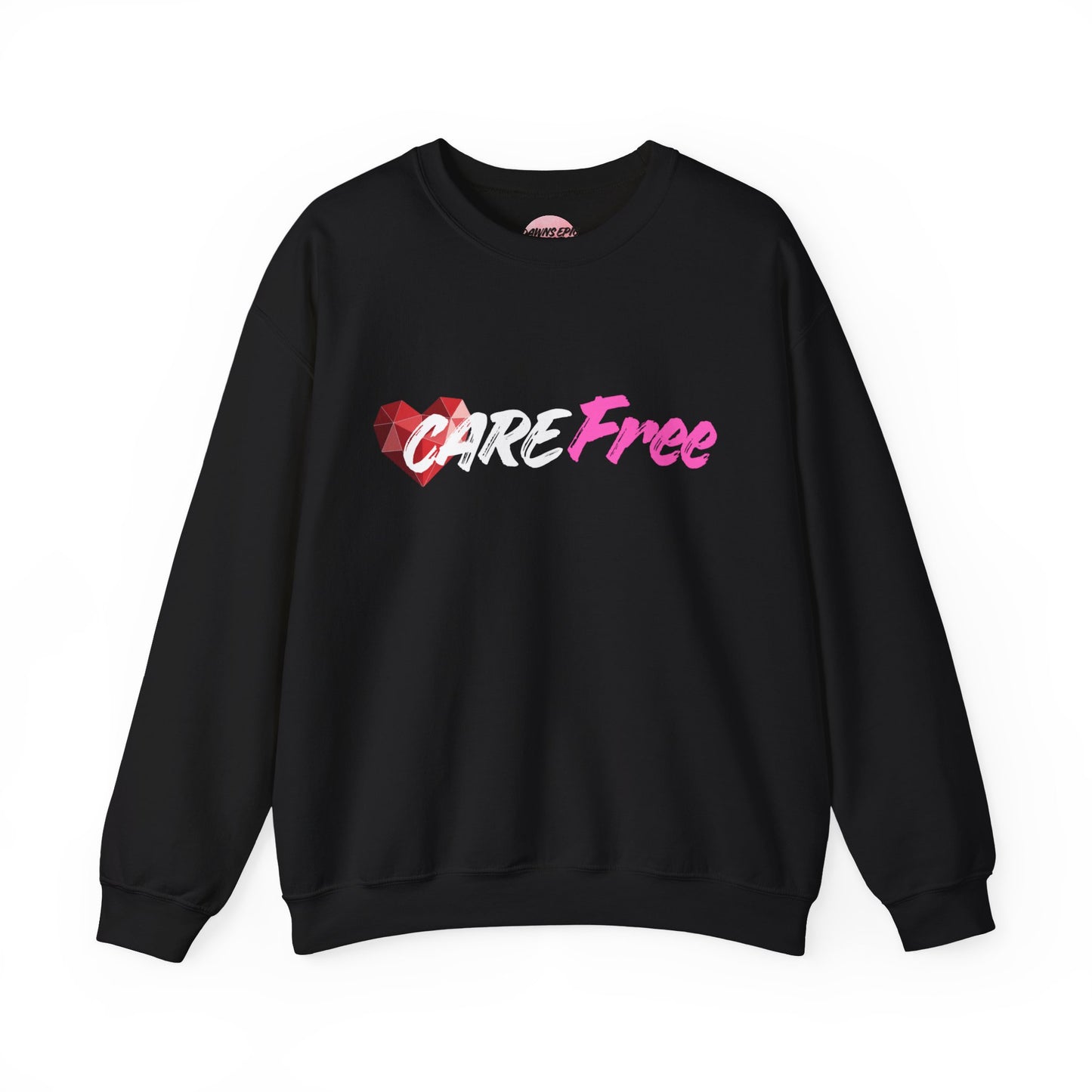 Crewneck Sweatshirt — 'Free' Pink Script with Geometric Heart Graphic