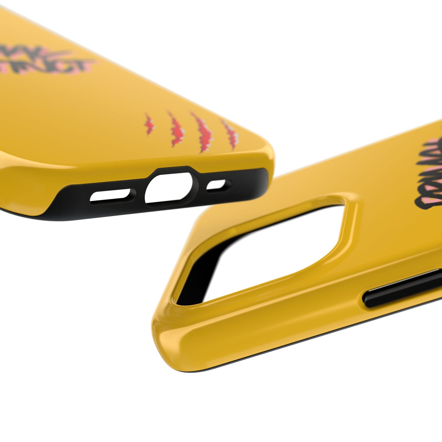 Primal Instinct Tough Phone Case — Yellow Rugged Protective Cover with Claw Mark Accent