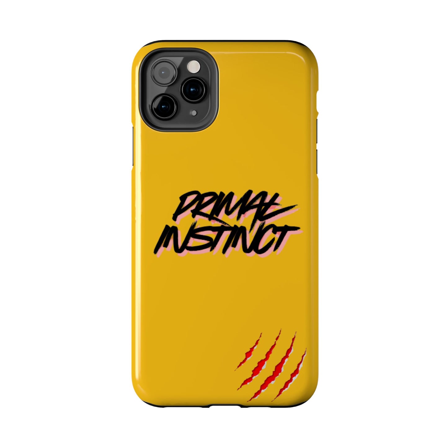 Primal Instinct Tough Phone Case — Yellow Rugged Protective Cover with Claw Mark Accent
