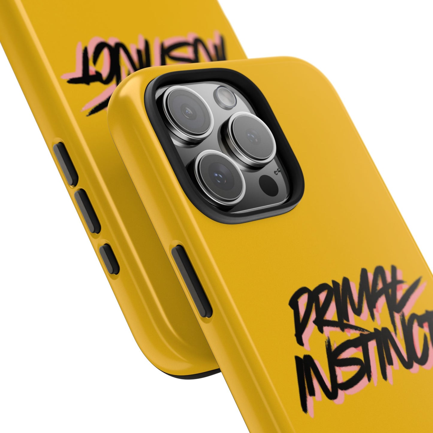 Primal Instinct Tough Phone Case — Yellow Rugged Protective Cover with Claw Mark Accent