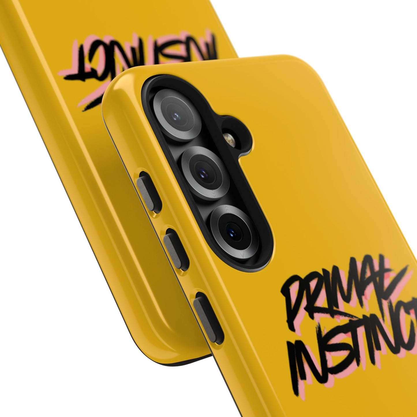 Primal Instinct Tough Phone Case — Yellow Rugged Protective Cover with Claw Mark Accent
