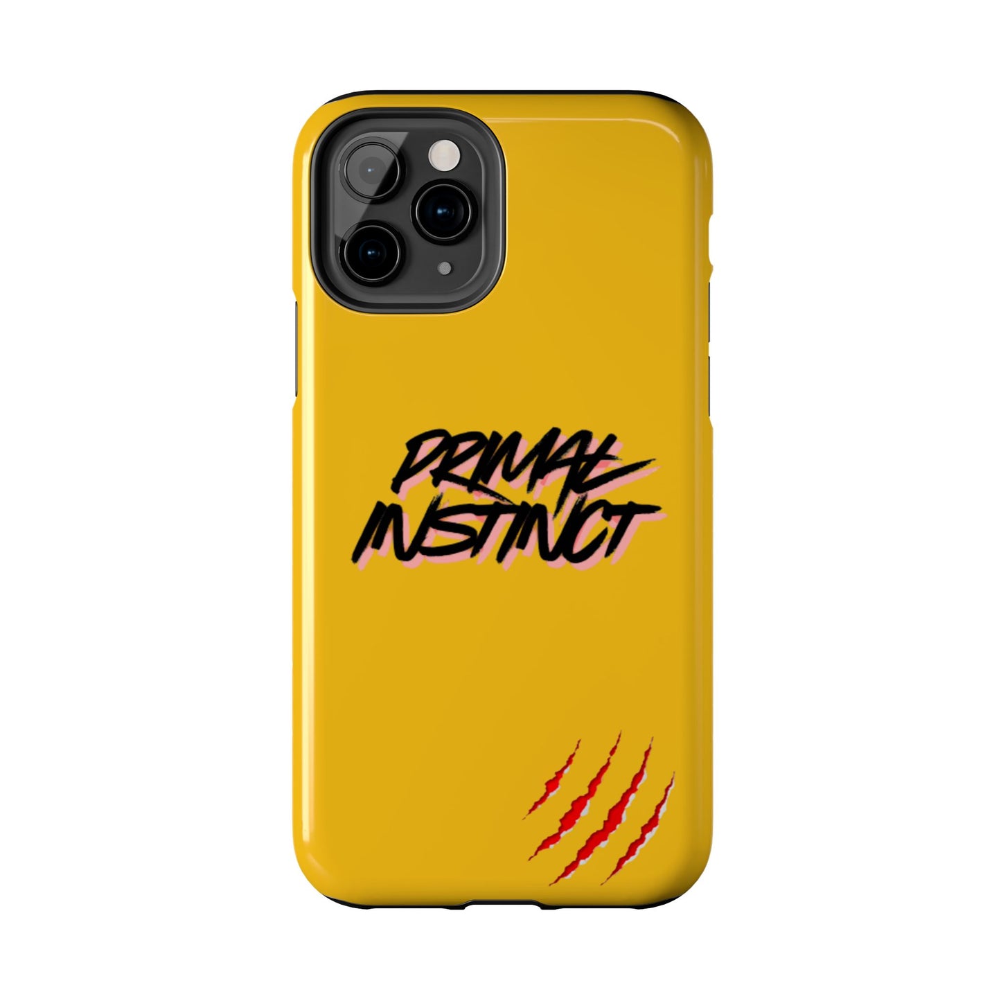 Primal Instinct Tough Phone Case — Yellow Rugged Protective Cover with Claw Mark Accent