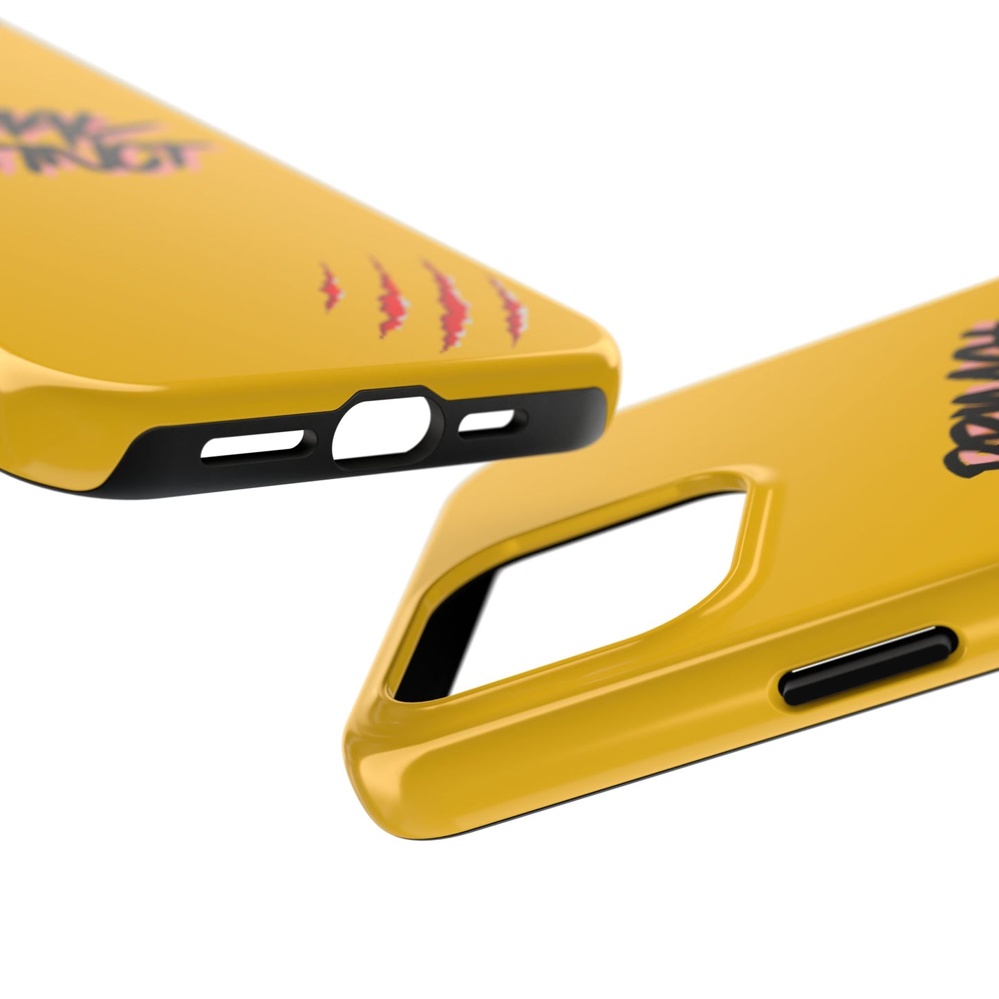 Primal Instinct Tough Phone Case — Yellow Rugged Protective Cover with Claw Mark Accent