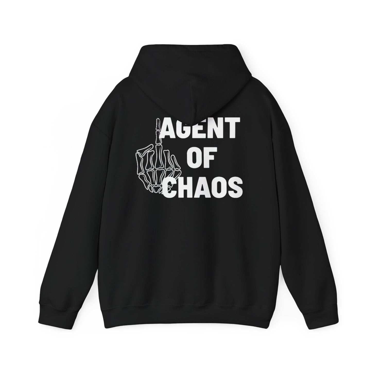 Agent of Chaos Hoodie – 'F**k You!' Skeletal Middle Finger Graphic