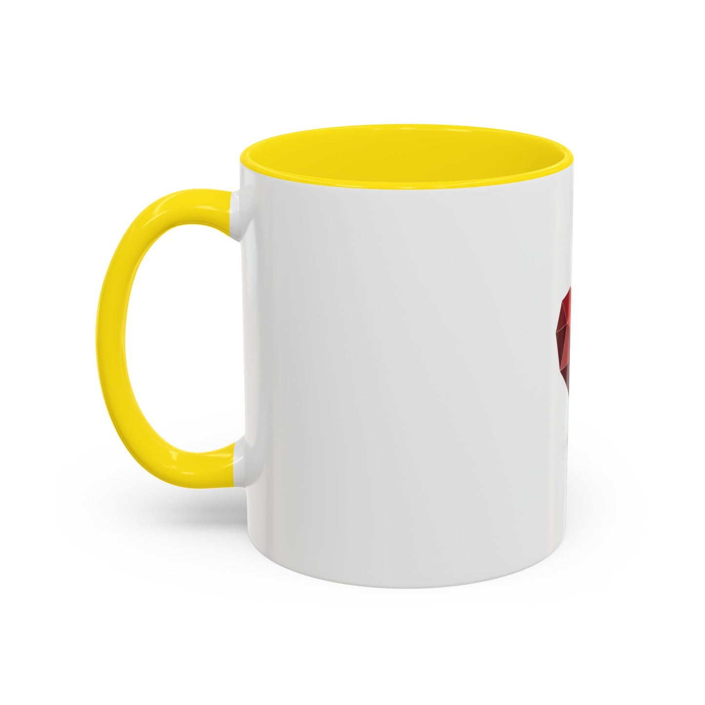 Geometric Red Heart Accent Coffee Mug — Valentines Romantic Ceramic Gift (11/15oz)