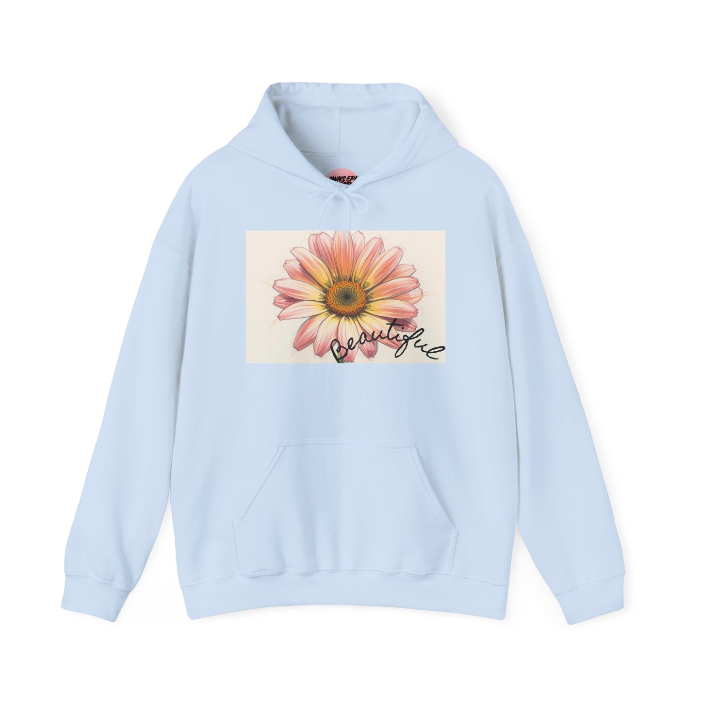 Floral 'Beautiful' Hoodie – Pink Daisy Graphic Pullover
