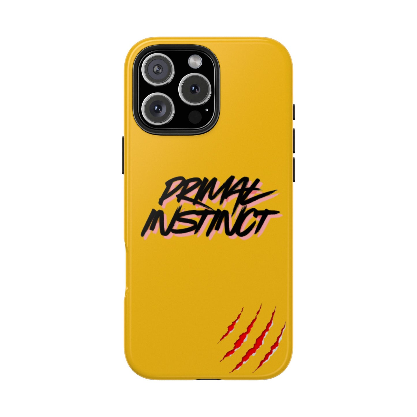 Primal Instinct Tough Phone Case — Yellow Rugged Protective Cover with Claw Mark Accent