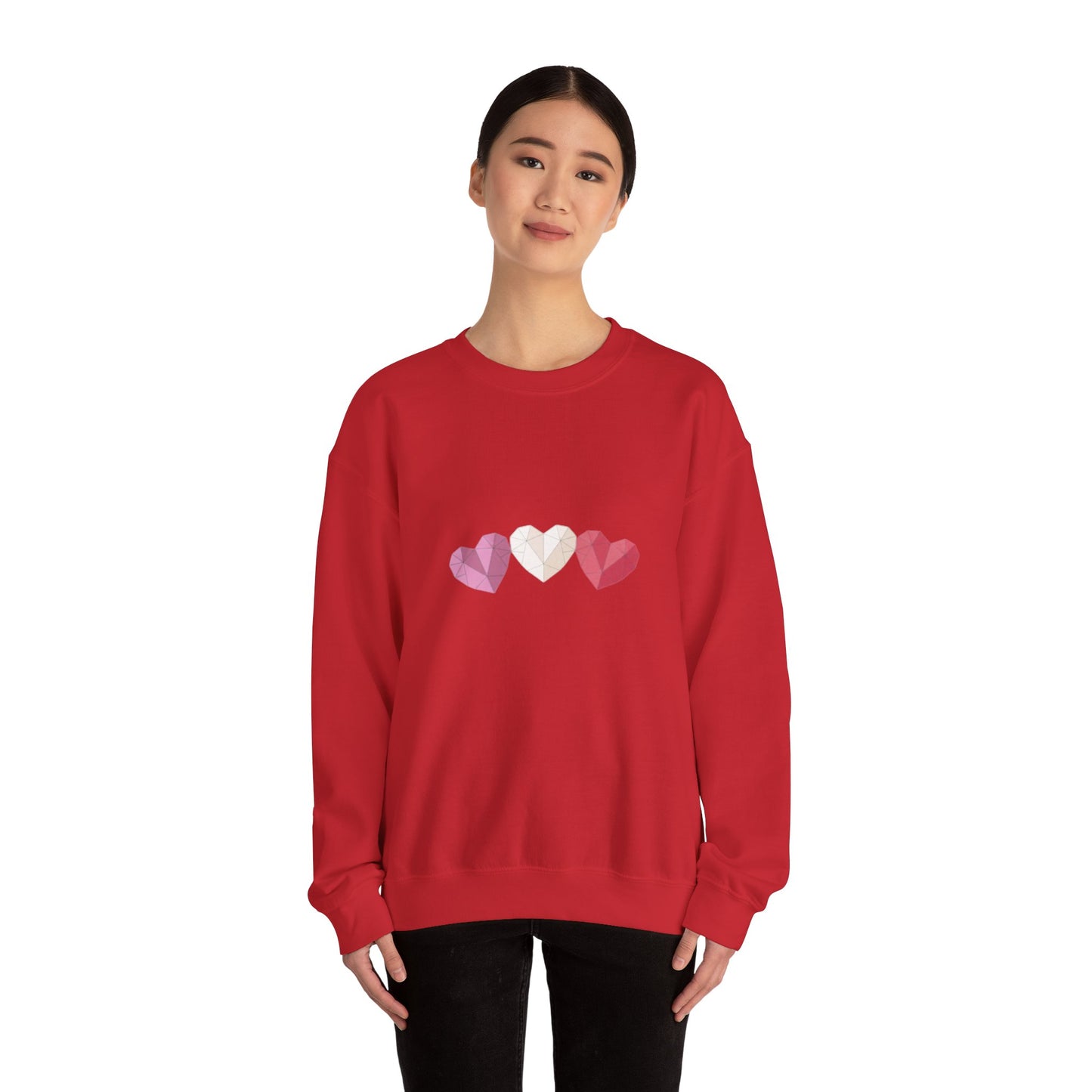 Heart Trio Sweatshirt — Geometric Pink Hearts Valentine's Pullover