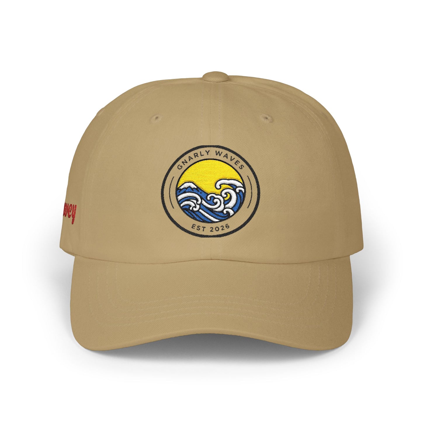 Classic Wave Patch Dad Cap — Embroidered Beach Sunrise Baseball Hat