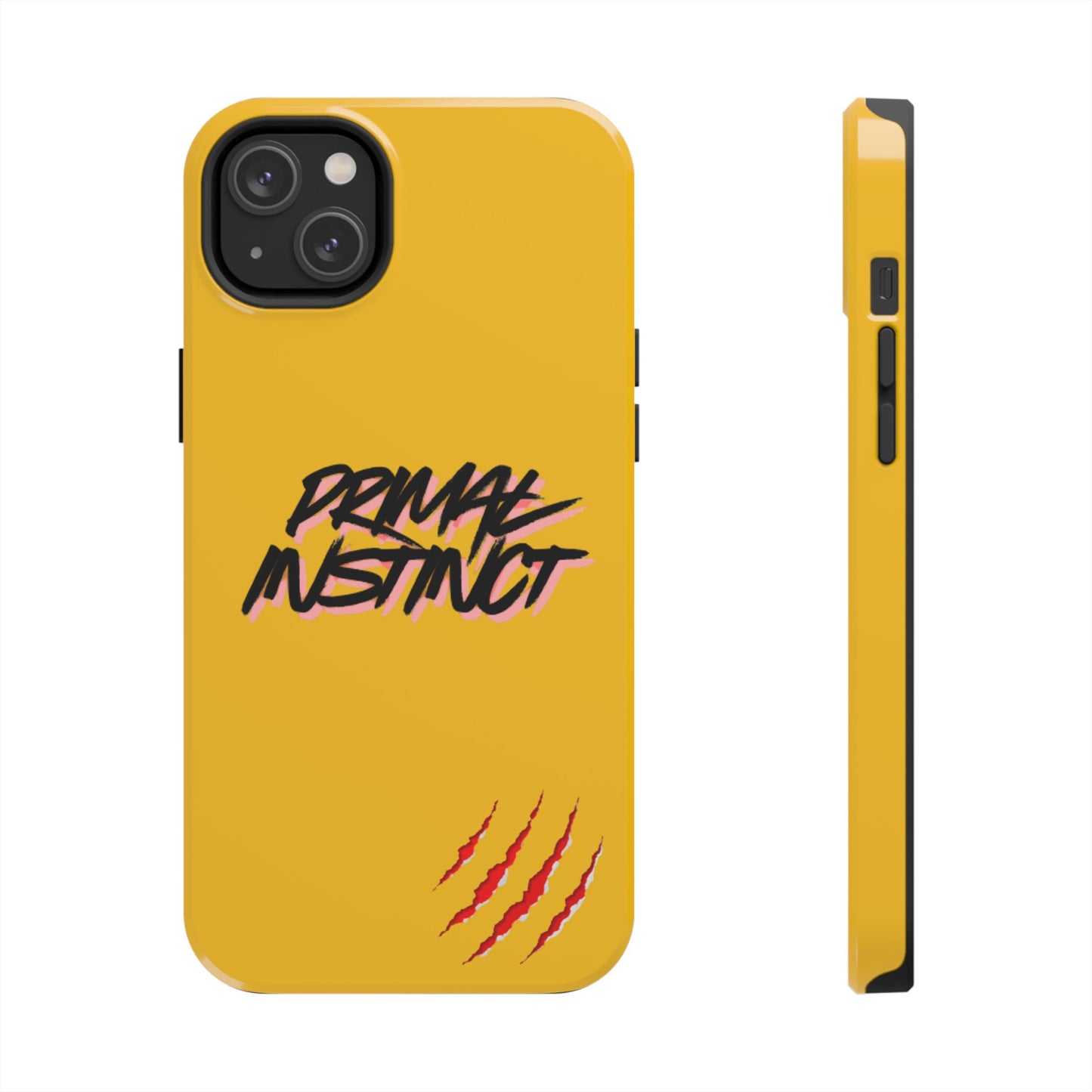 Primal Instinct Tough Phone Case — Yellow Rugged Protective Cover with Claw Mark Accent
