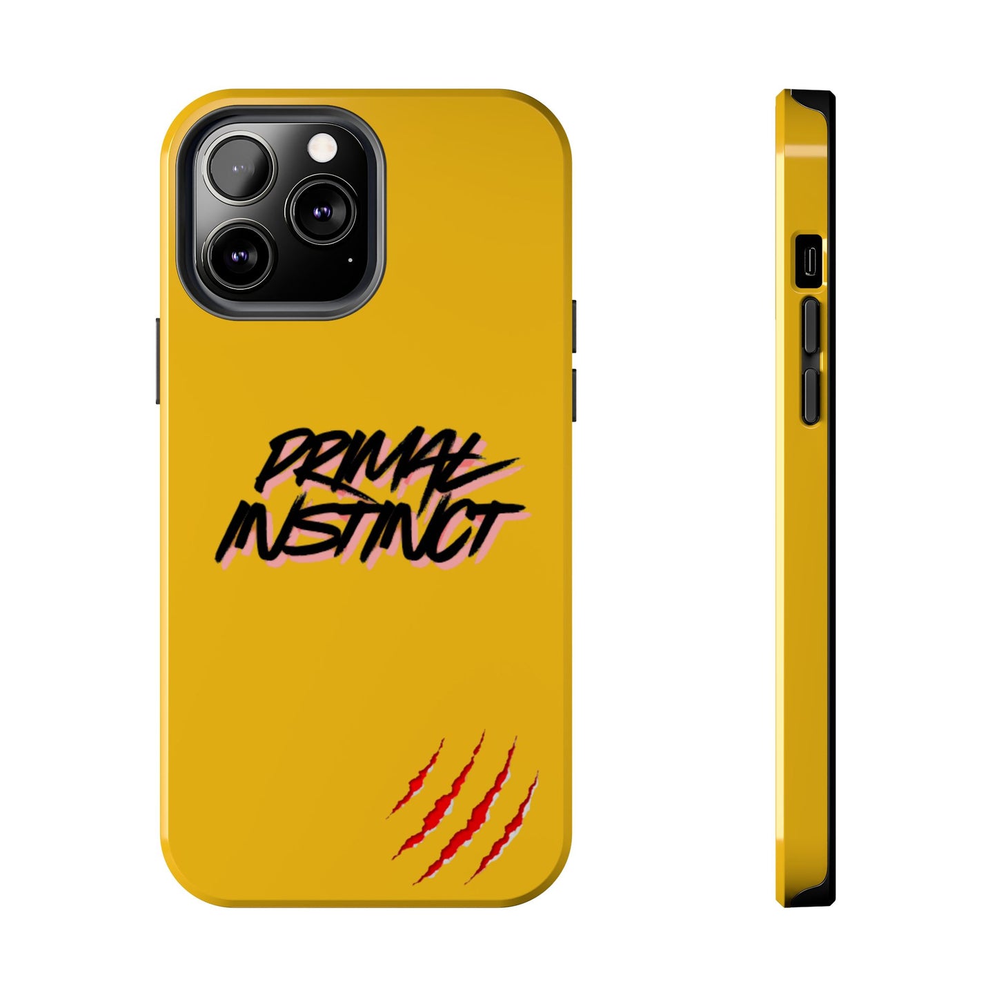Primal Instinct Tough Phone Case — Yellow Rugged Protective Cover with Claw Mark Accent
