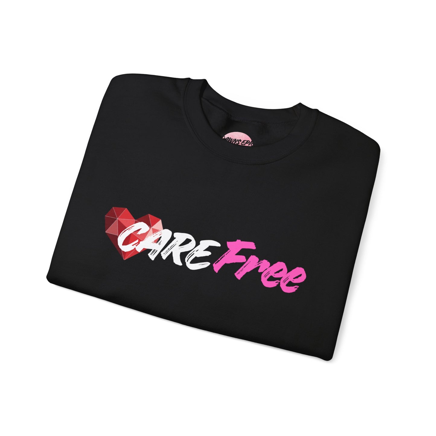 Crewneck Sweatshirt — 'Free' Pink Script with Geometric Heart Graphic