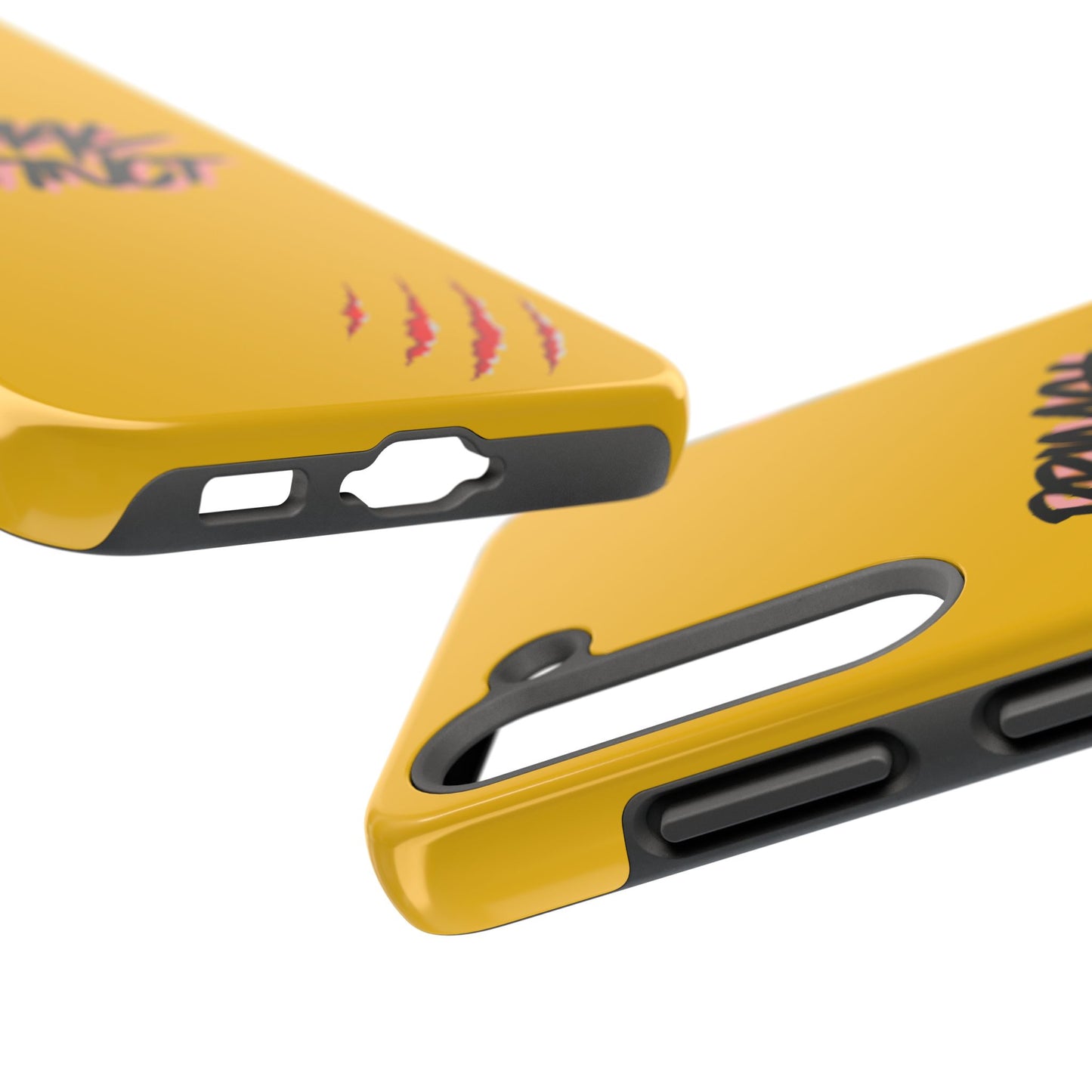 Primal Instinct Tough Phone Case — Yellow Rugged Protective Cover with Claw Mark Accent