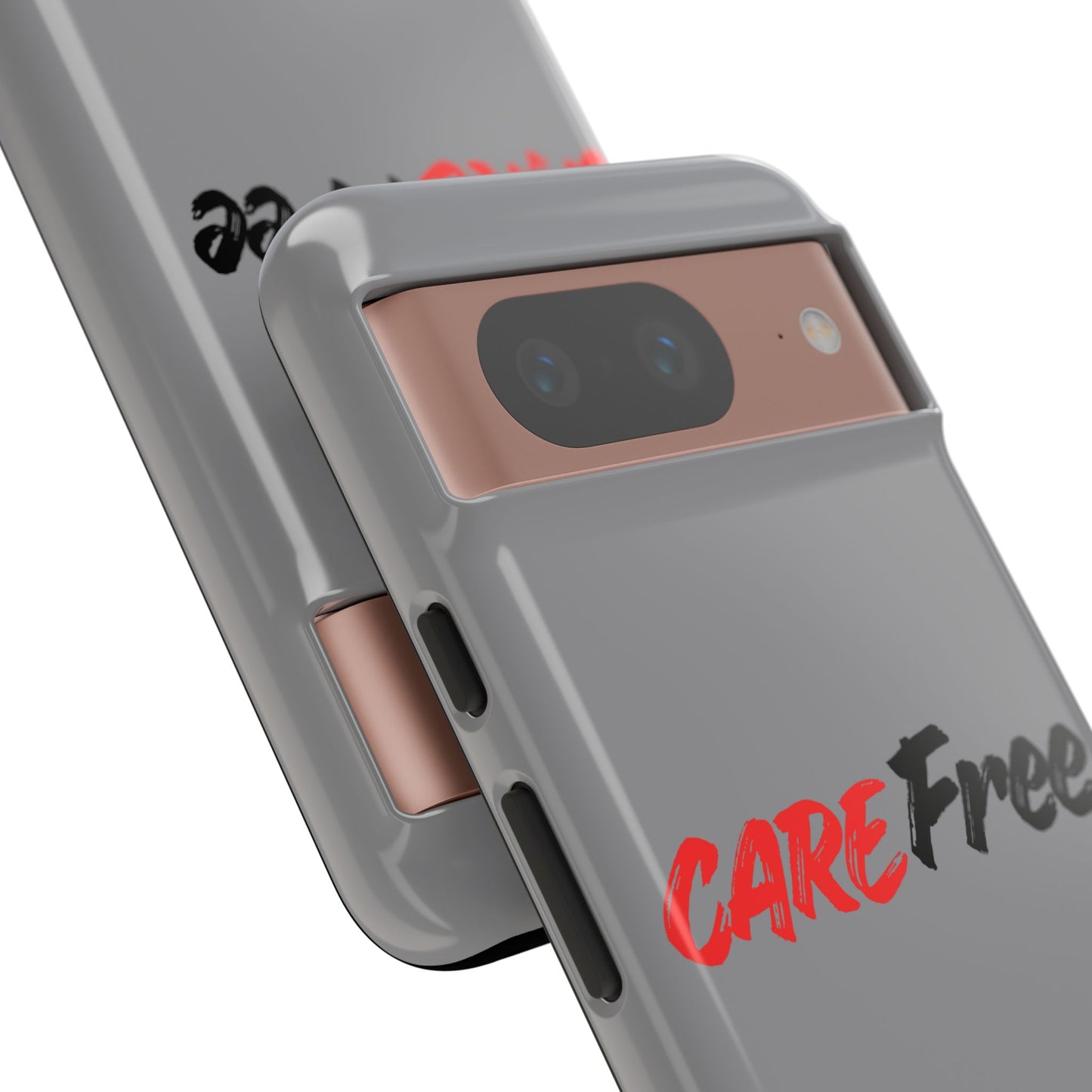 CareFree Tough Phone Case — Slim Protective iPhone Cover with Bold Red & Black Script