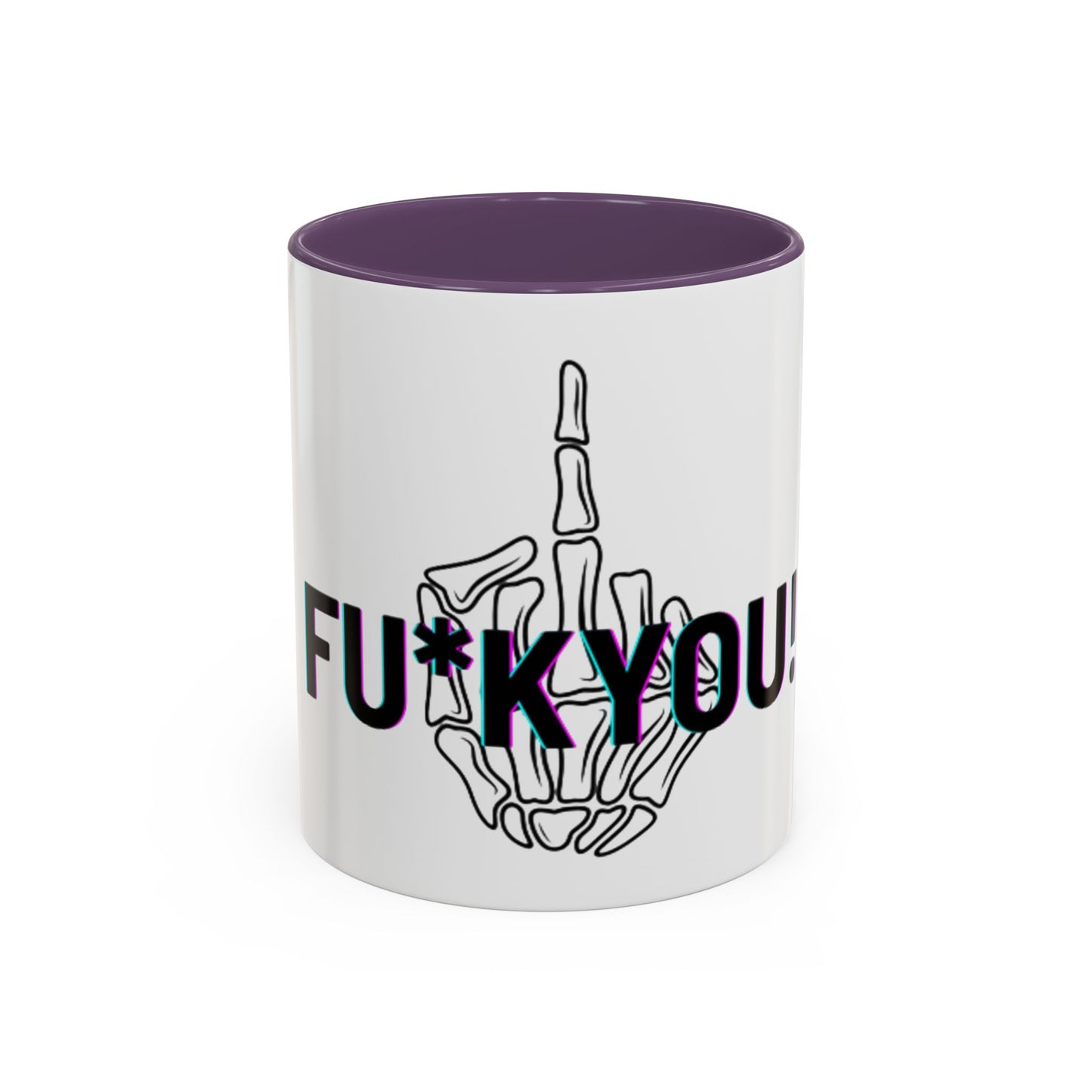 Bone Middle Finger Accent Coffee Mug — “Fu*k You!” Novelty Ceramic Mug