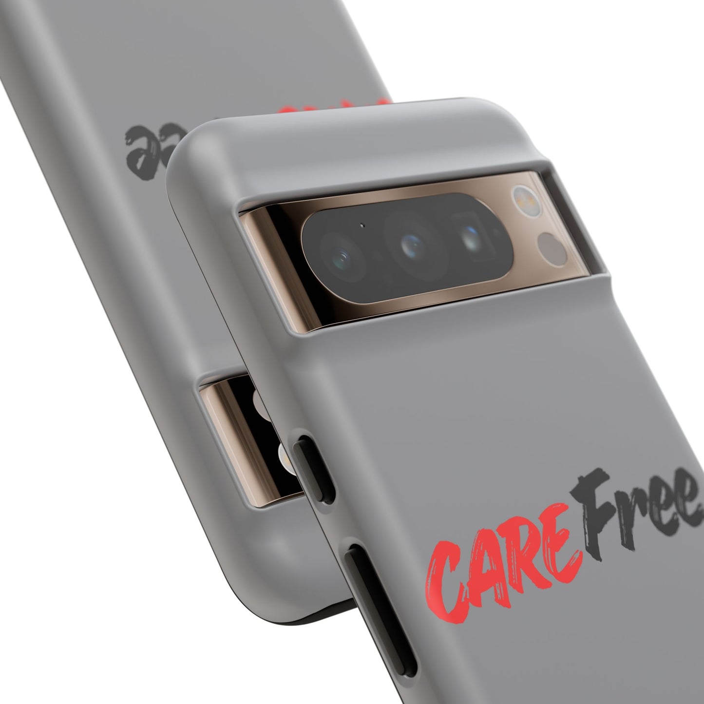 CareFree Tough Phone Case — Slim Protective iPhone Cover with Bold Red & Black Script
