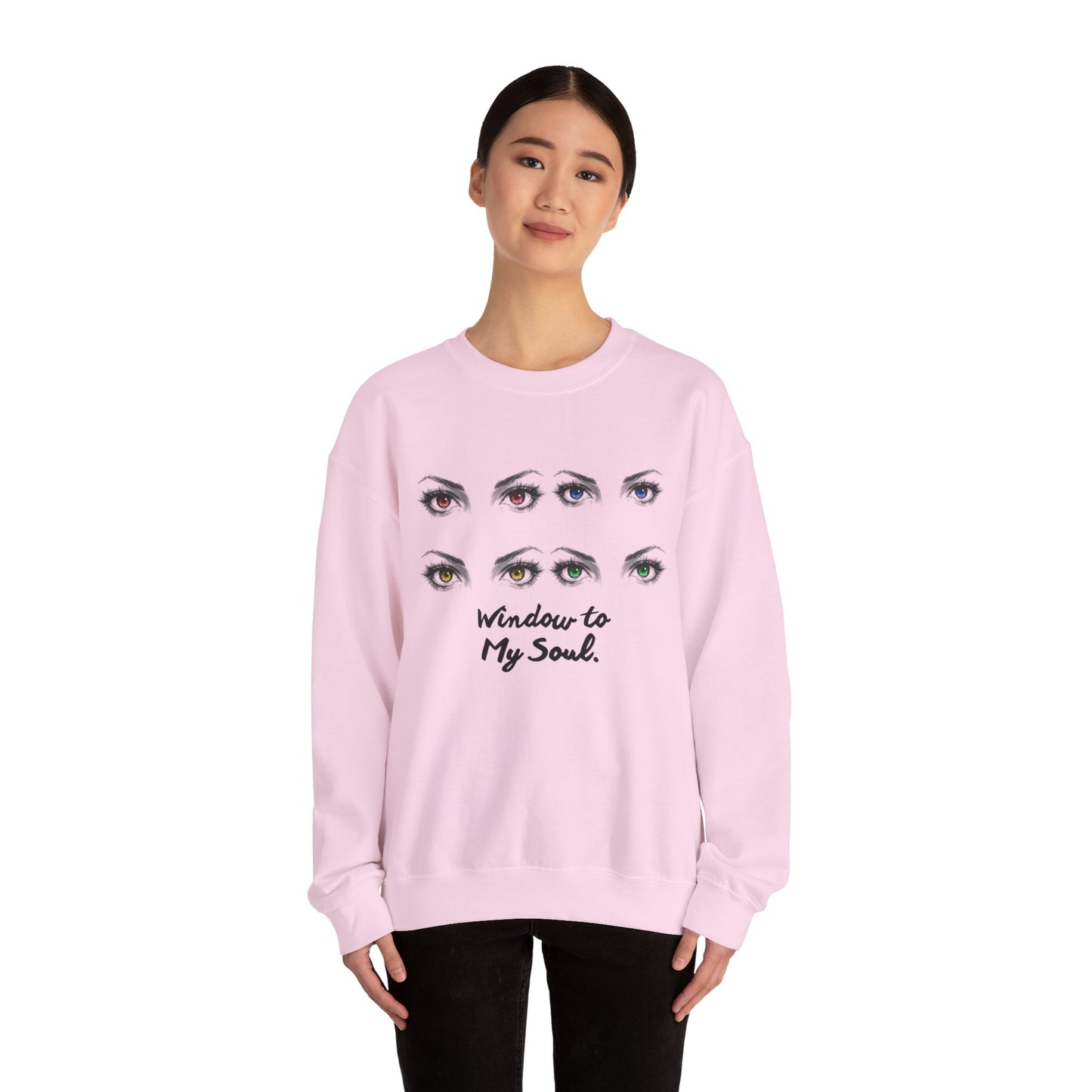 Crewneck Sweatshirt — 'Window to My Soul' Illustrated Eyes Graphic