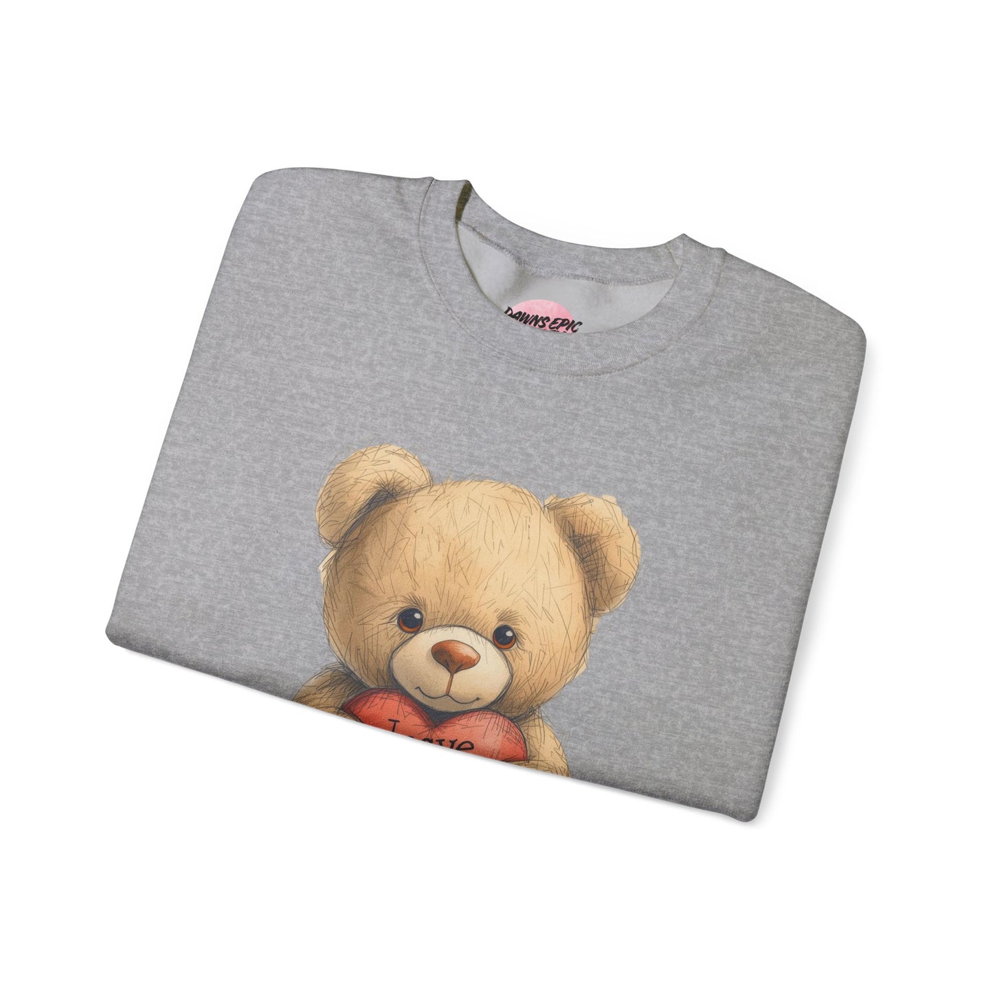Crewneck Sweatshirt — Retro Teddy Holding 'Leave Me Alone' Heart