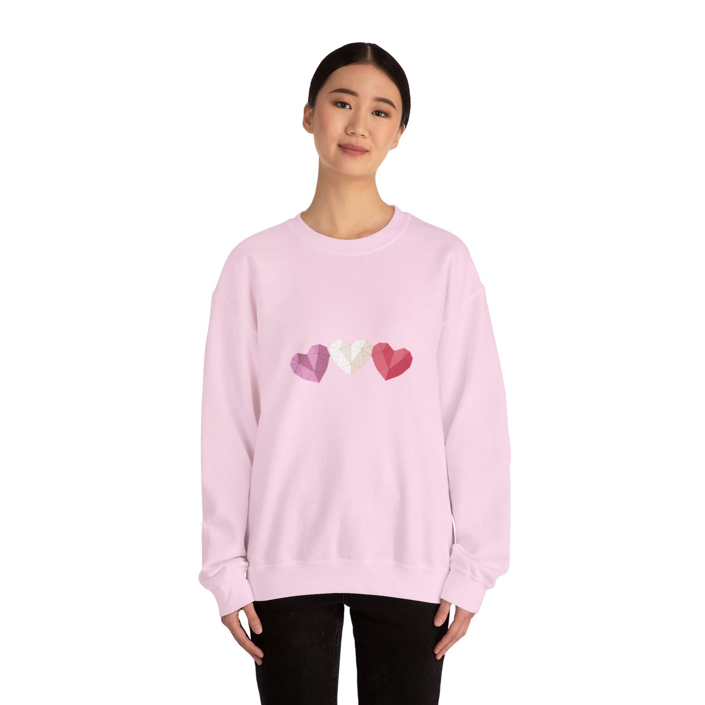 Heart Trio Sweatshirt — Geometric Pink Hearts Valentine's Pullover
