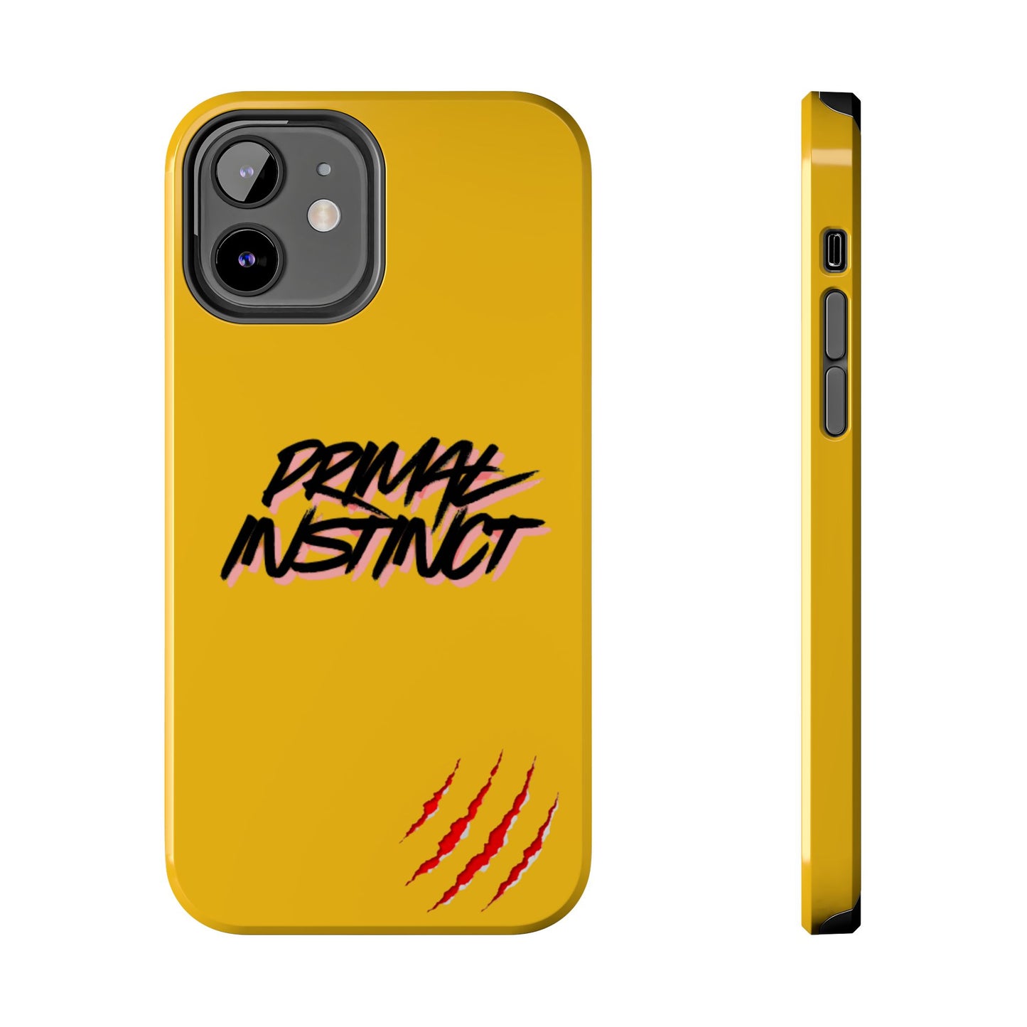 Primal Instinct Tough Phone Case — Yellow Rugged Protective Cover with Claw Mark Accent