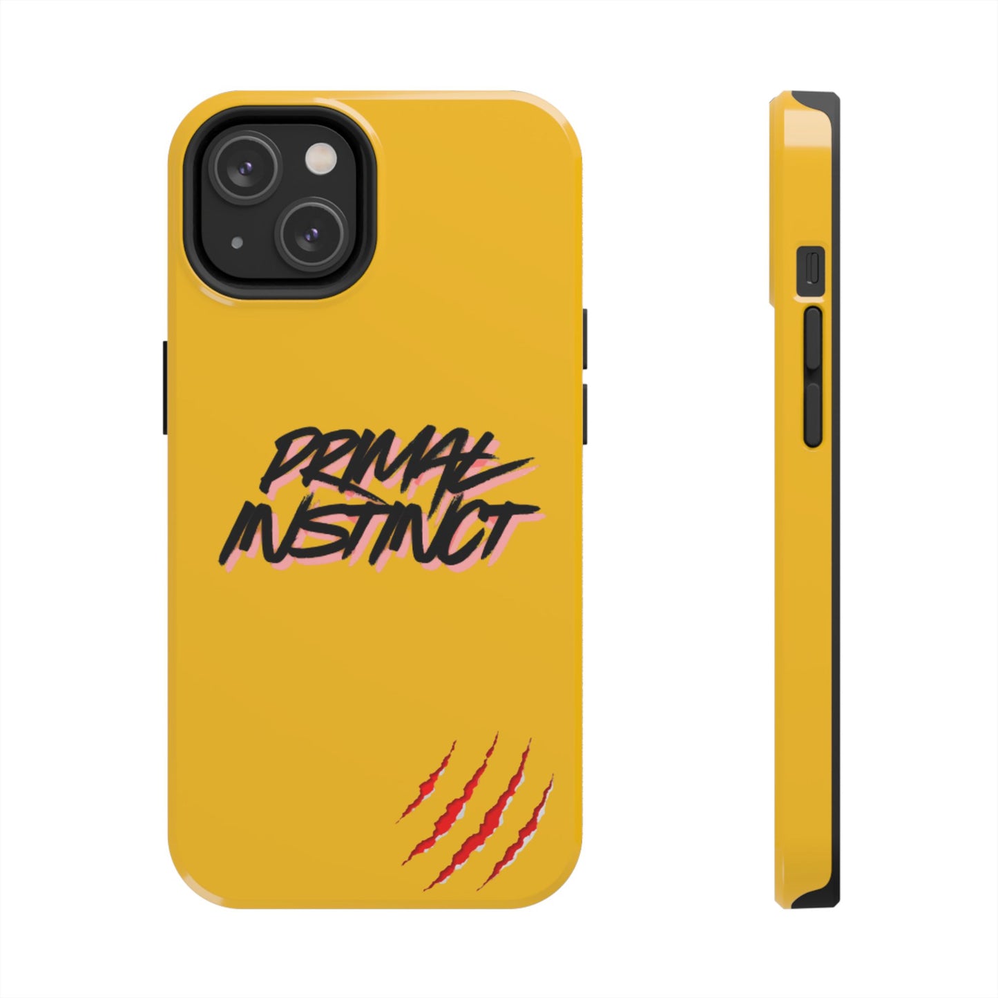 Primal Instinct Tough Phone Case — Yellow Rugged Protective Cover with Claw Mark Accent