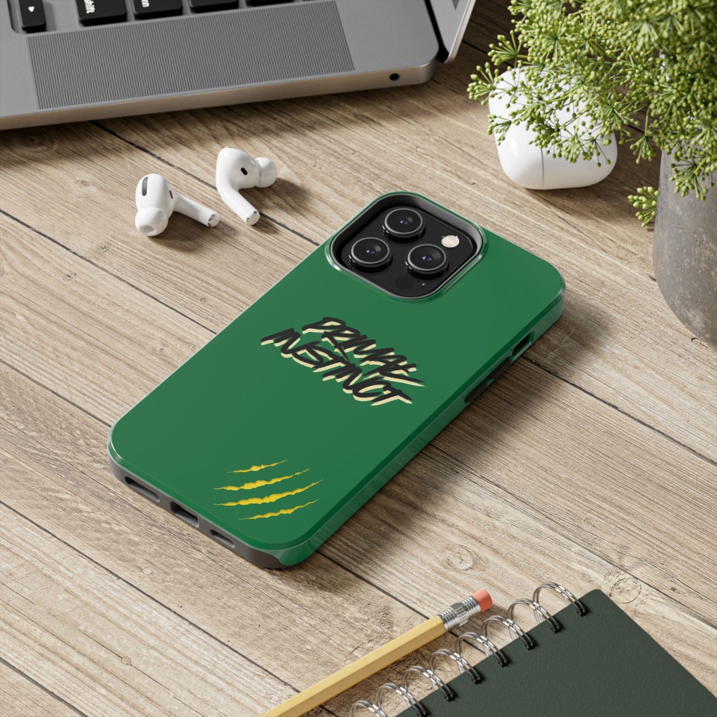 Primal Instinct Tough Phone Case — Green Claw-Mark Protective Cover