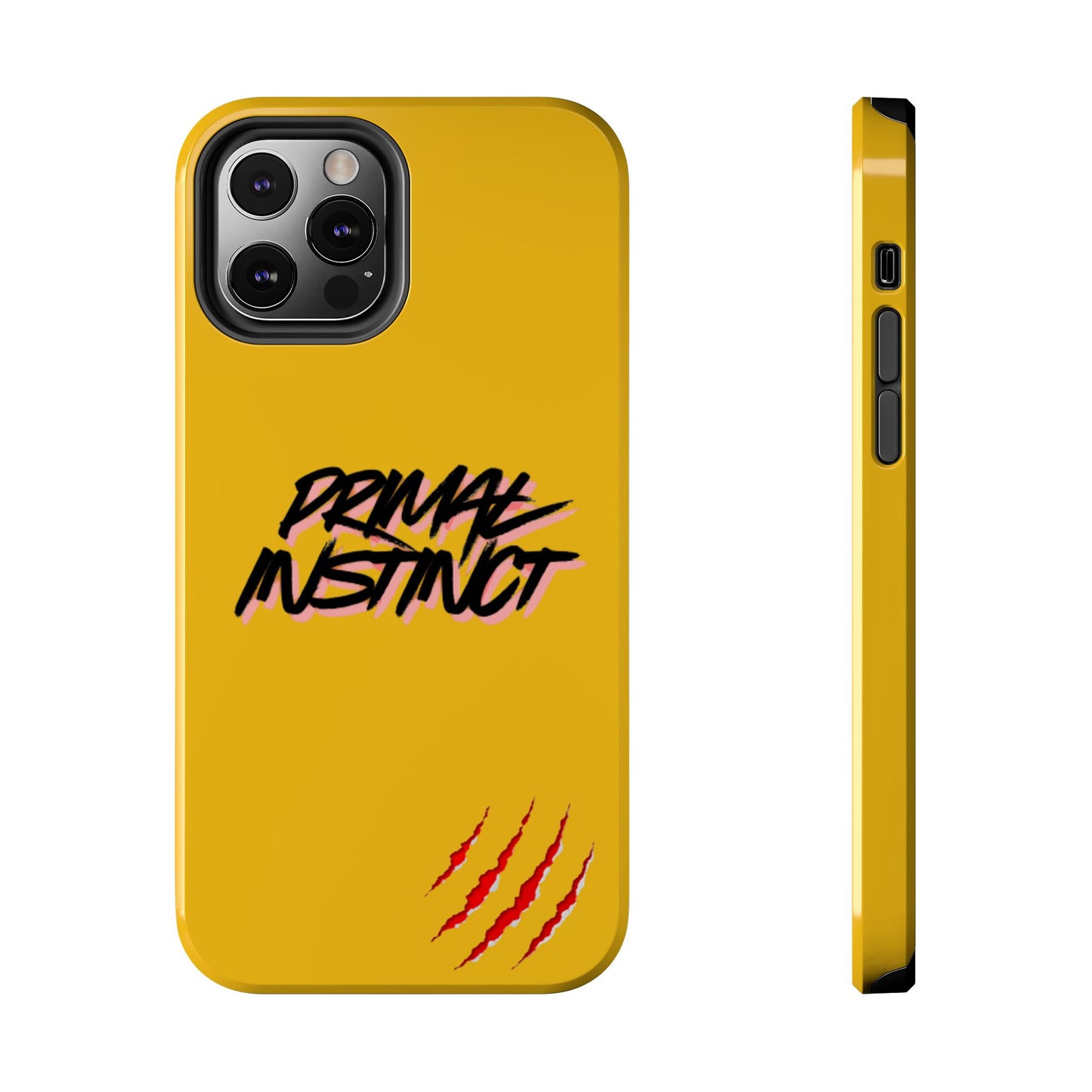 Primal Instinct Tough Phone Case — Yellow Rugged Protective Cover with Claw Mark Accent