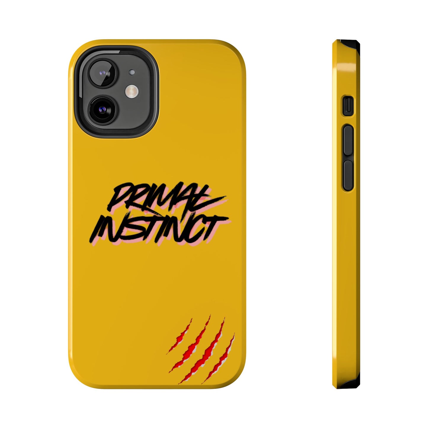 Primal Instinct Tough Phone Case — Yellow Rugged Protective Cover with Claw Mark Accent