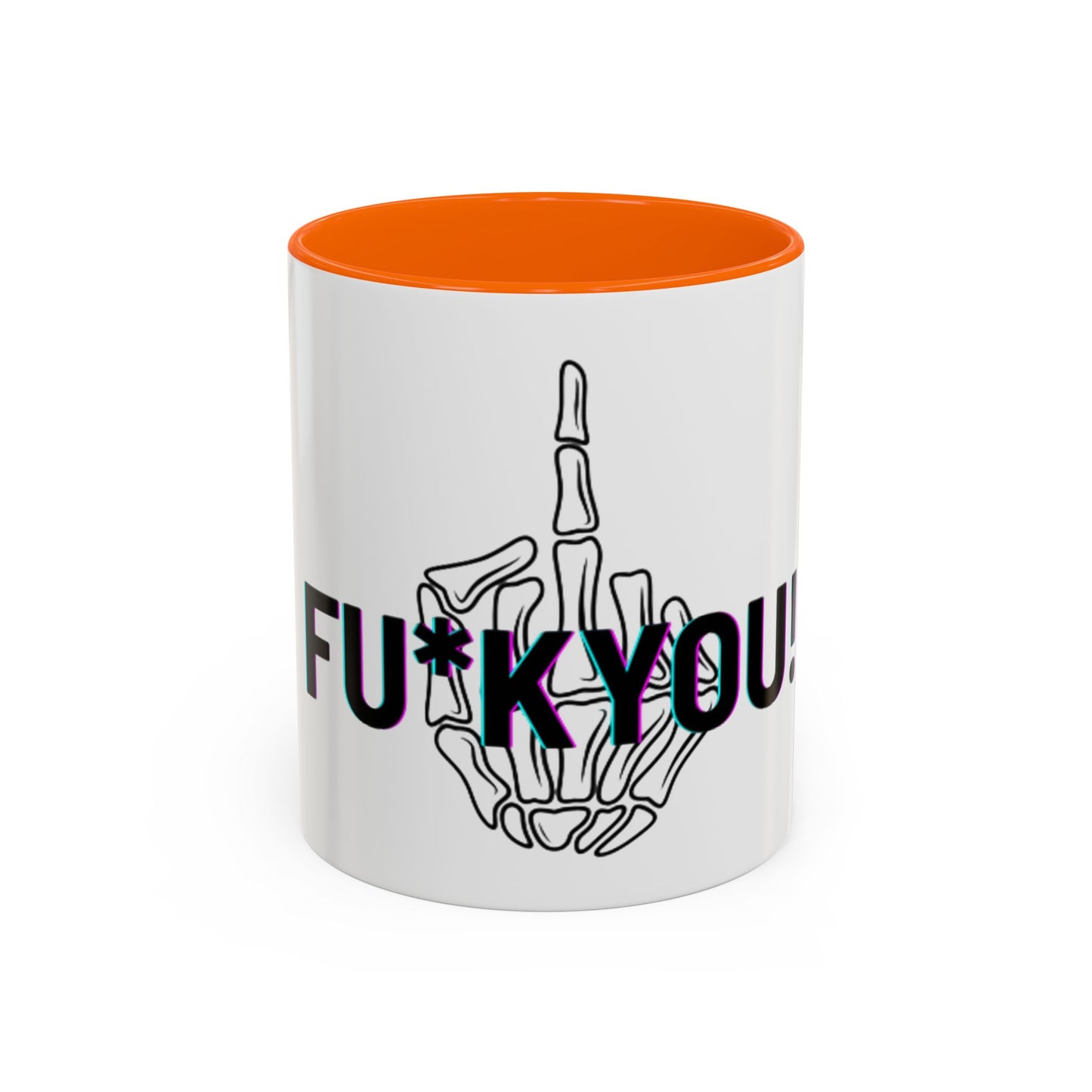 Bone Middle Finger Accent Coffee Mug — “Fu*k You!” Novelty Ceramic Mug