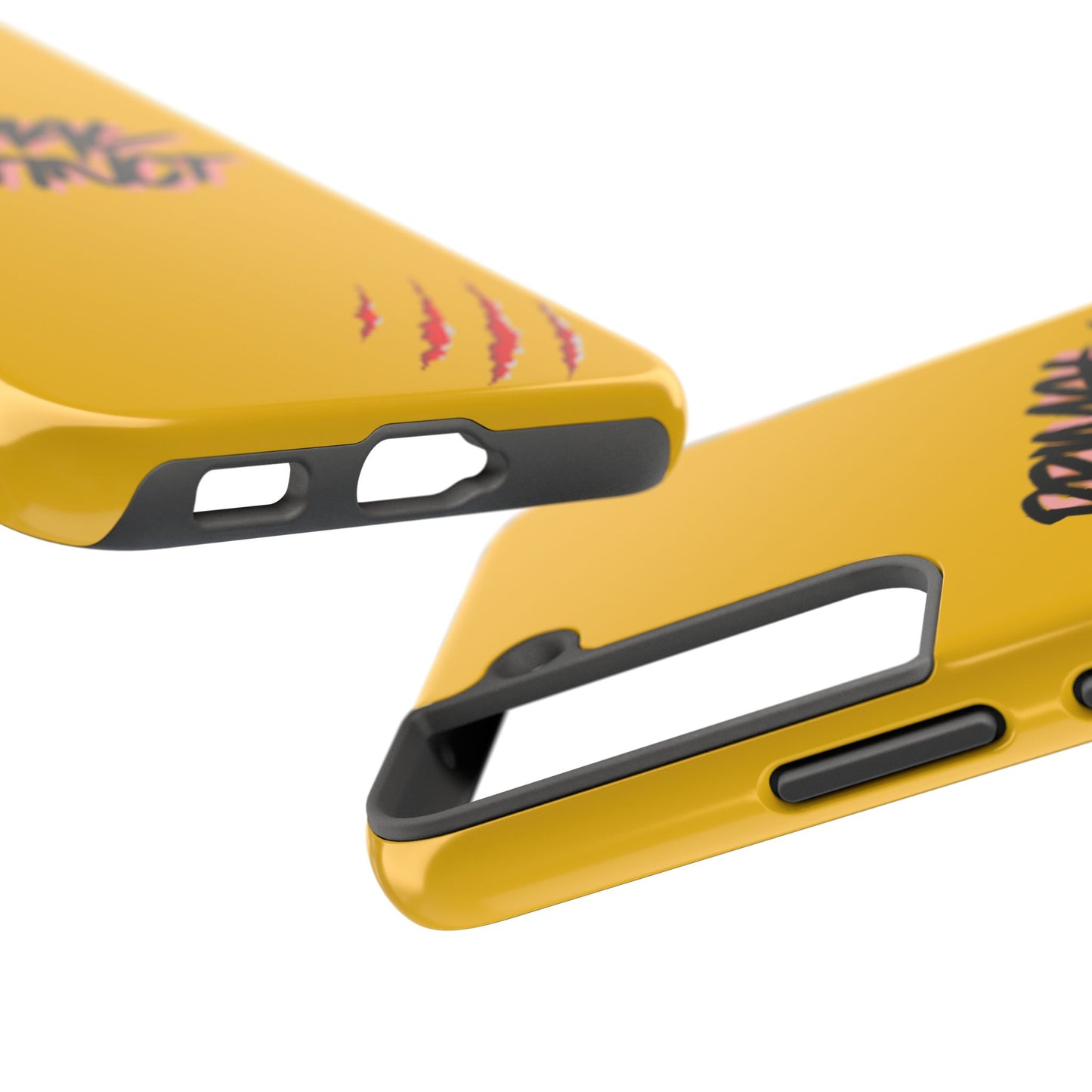 Primal Instinct Tough Phone Case — Yellow Rugged Protective Cover with Claw Mark Accent