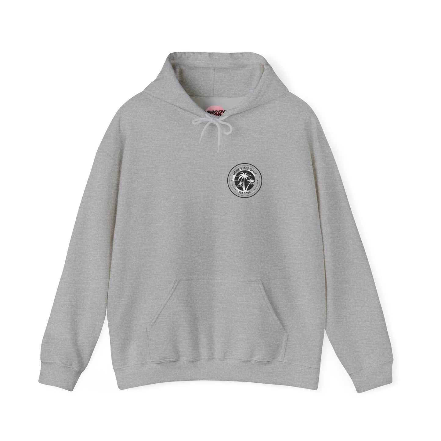 Sunset Paradise Hoodie — Retro Palm Beach Graphic with "Breathe" Script