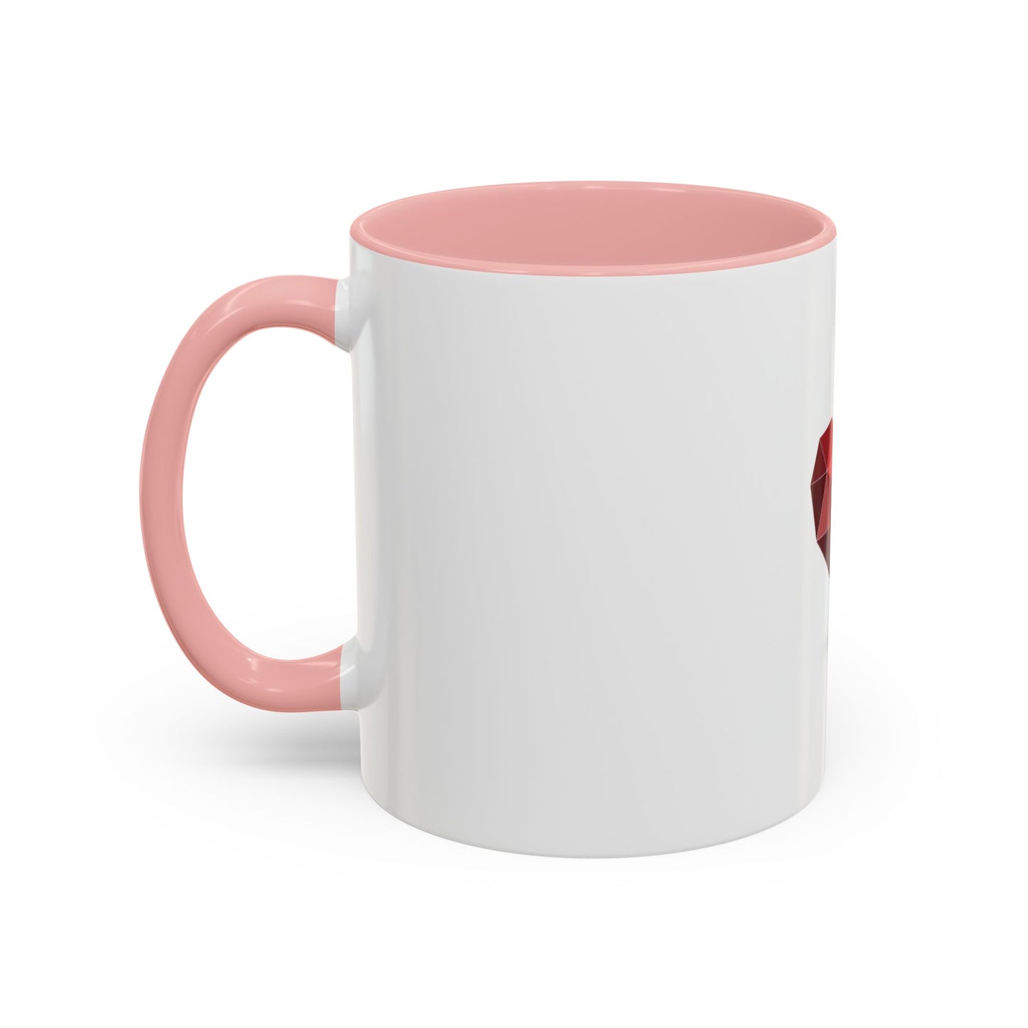 Geometric Red Heart Accent Coffee Mug — Valentines Romantic Ceramic Gift (11/15oz)