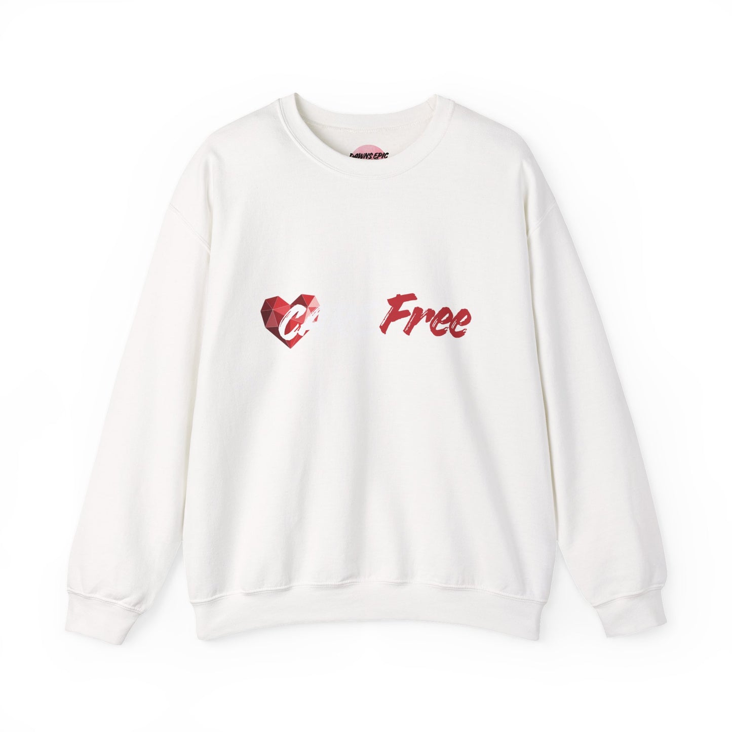 Crewneck Sweatshirt — Heart Graphic “Free” Minimalist Valentines Pullover