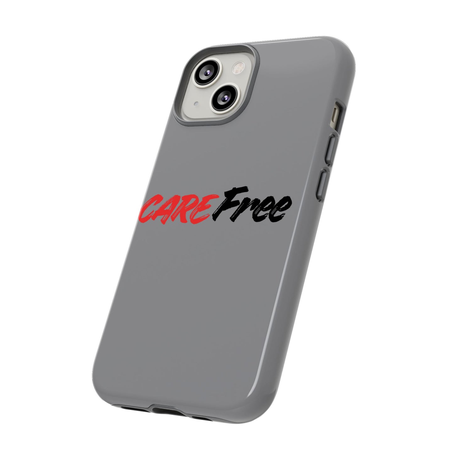 CareFree Tough Phone Case — Slim Protective iPhone Cover with Bold Red & Black Script