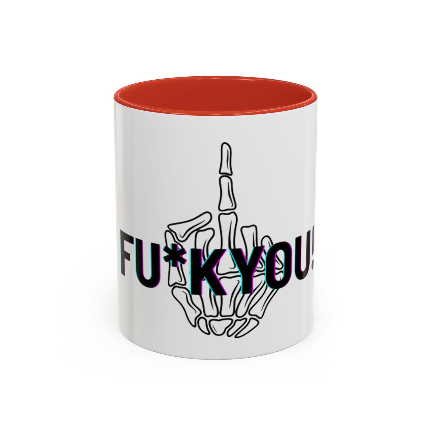 Bone Middle Finger Accent Coffee Mug — “Fu*k You!” Novelty Ceramic Mug