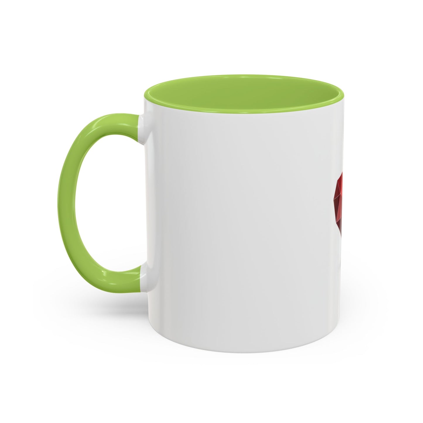 Geometric Red Heart Accent Coffee Mug — Valentines Romantic Ceramic Gift (11/15oz)