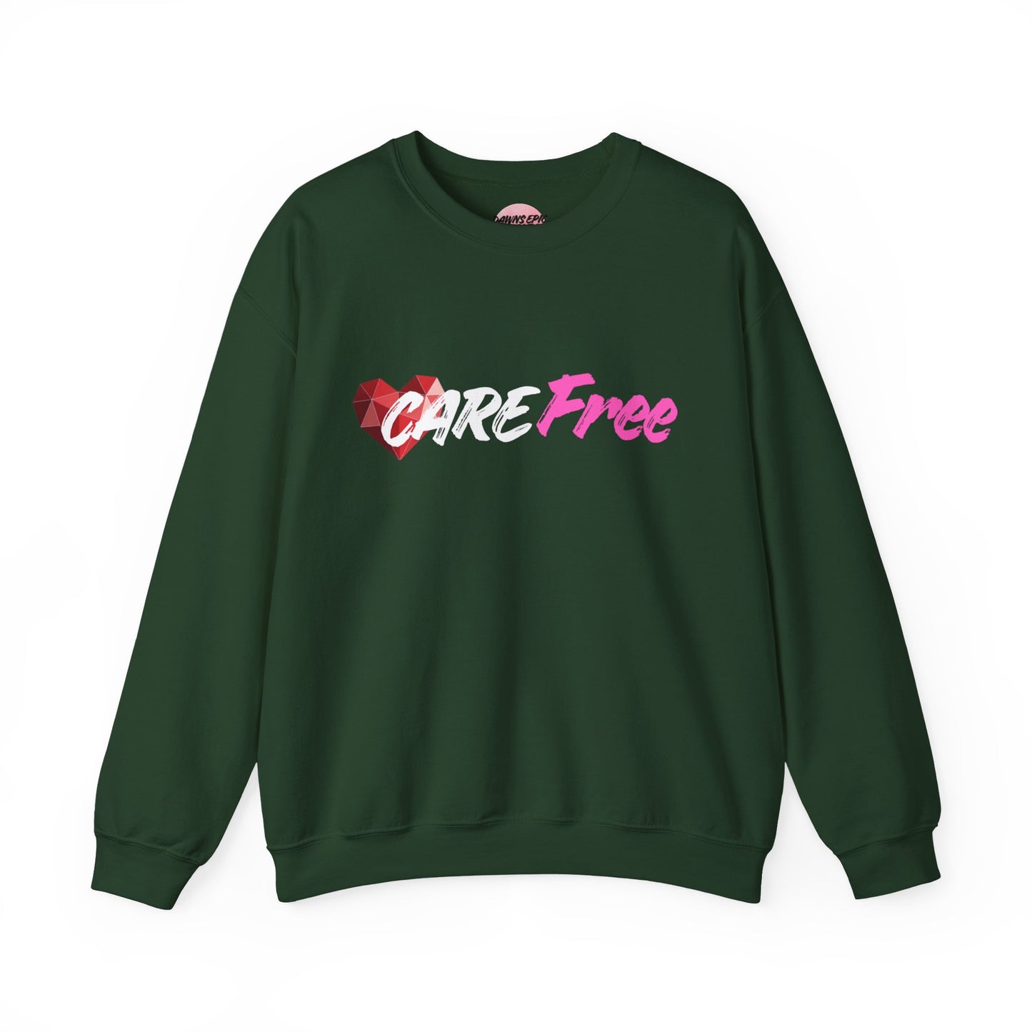 Crewneck Sweatshirt — 'Free' Pink Script with Geometric Heart Graphic