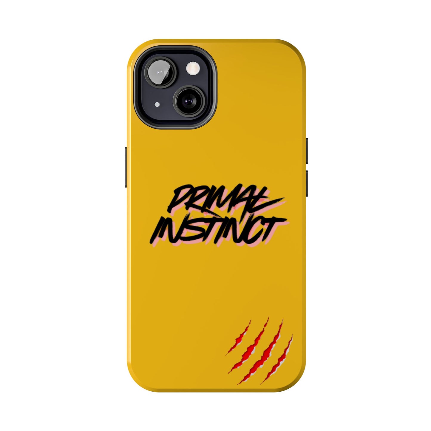 Primal Instinct Tough Phone Case — Yellow Rugged Protective Cover with Claw Mark Accent