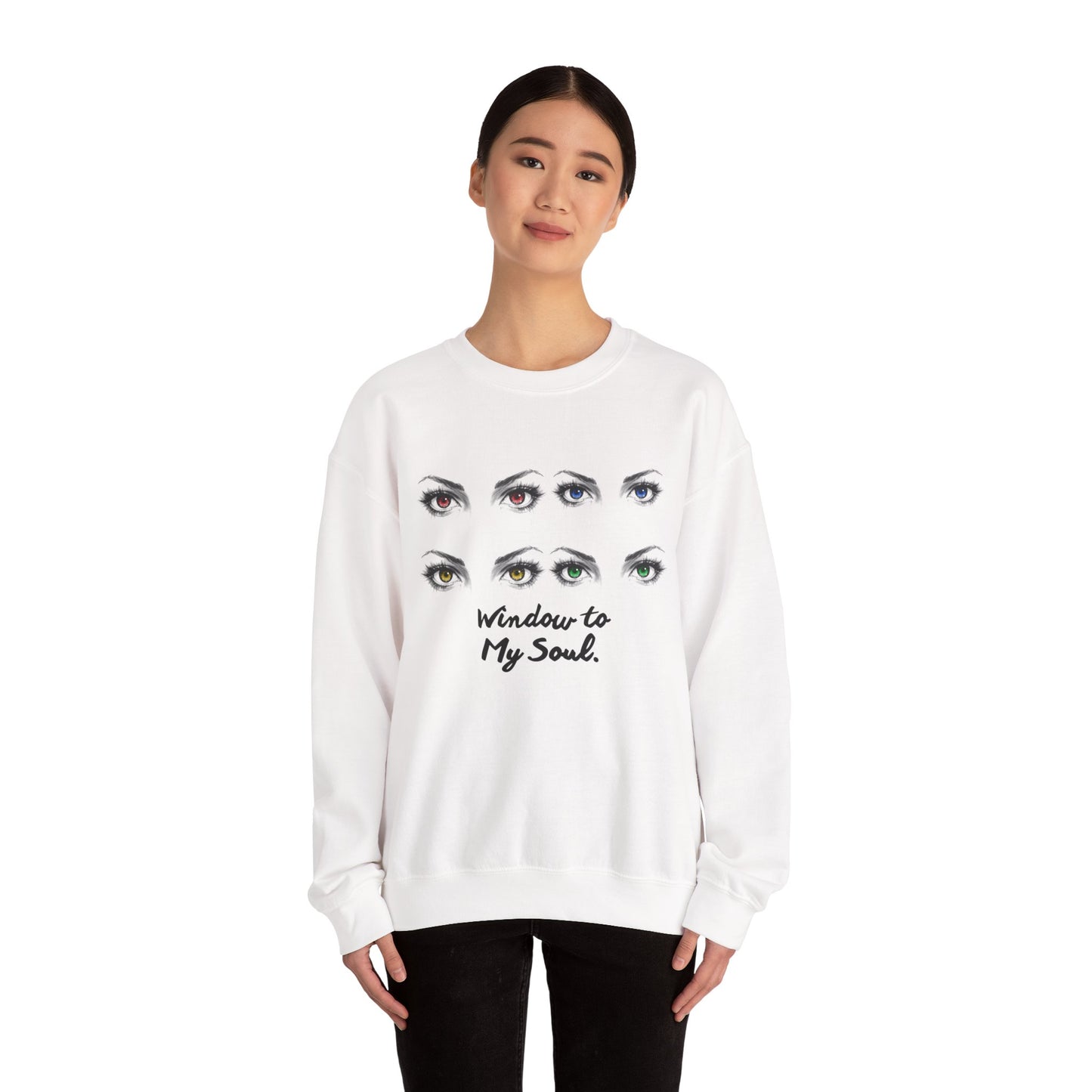 Crewneck Sweatshirt — 'Window to My Soul' Illustrated Eyes Graphic